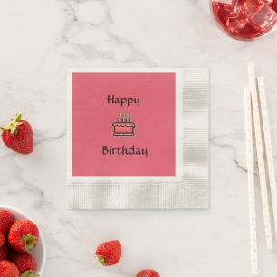 Serviette En Papier Pink Anniversaire Gâteau Joyeux Papier Anniversair