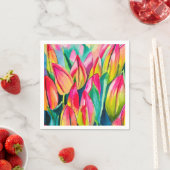 Serviette En Papier Pink aquarelle tulipe art (En situation)