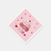 Serviette En Papier Pink Baby First Cherry & Cupcake Anniversaire (Coin)
