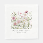 Serviette En Papier Pink Baby In Bloom Floral Wildflower Baby Shower (Devant)