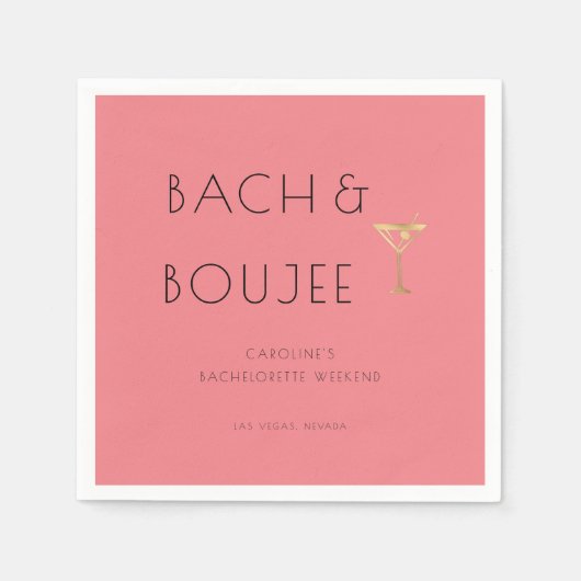 Serviette En Papier Pink Bach et Boujee Bachelorette (Devant)