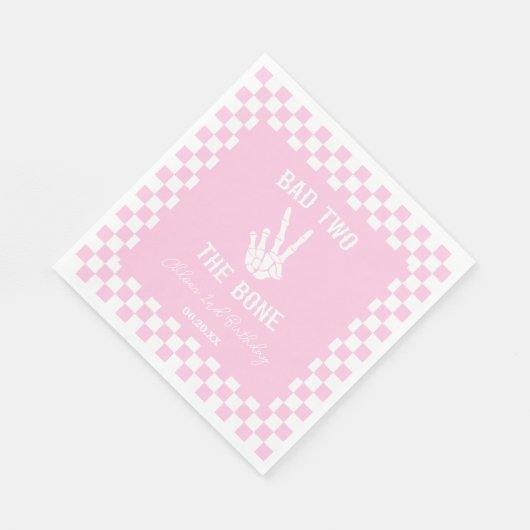 Serviette En Papier Pink Bad Two The Bone Skeleton 2e fête d'anniversa (Coin)