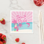 Serviette En Papier Pink Beach Palm Birthday (En situation)