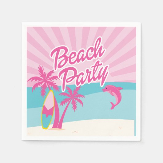 Serviette En Papier Pink Beach Palm Birthday (Devant)