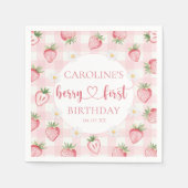 Serviette En Papier Pink Berry First Strawberry Anniversaire Naples (Devant)