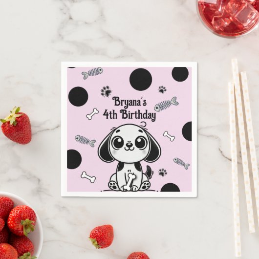 Serviette En Papier Pink & Black Fish Bones Chien Chien Chien Chien Ch (En situation)