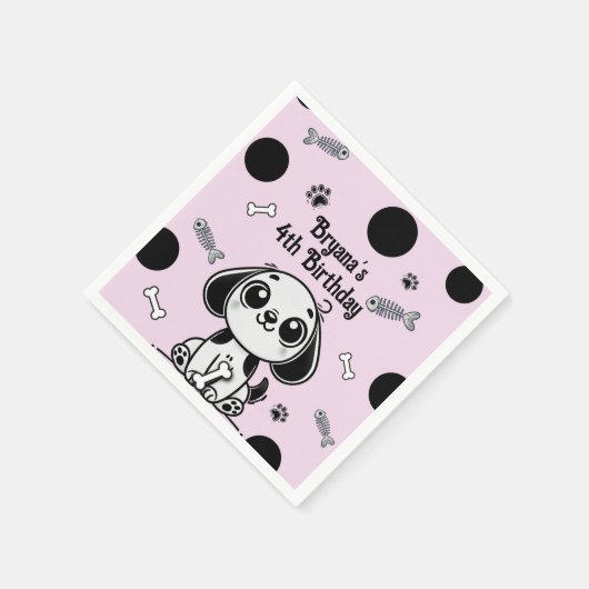 Serviette En Papier Pink & Black Fish Bones Chien Chien Chien Chien Ch (Coin)