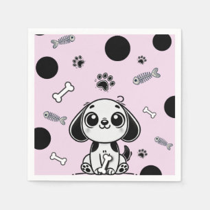 Serviette En Papier Pink & Black Fish Bones Chien Chien Chien Chien Ch
