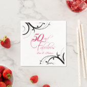 Serviette En Papier Pink Black Swirls 50e et Fabulous! Anniversaire (En situation)