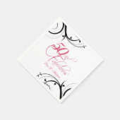 Serviette En Papier Pink Black Swirls 50e et Fabulous! Anniversaire (Coin)