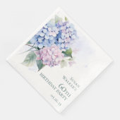 Serviette En Papier Pink Blue Hydrangeas 60ème anniversaire (Coin)