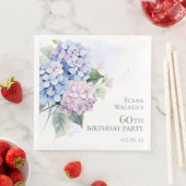 Serviette En Papier Pink Blue Hydrangeas 60ème anniversaire (En situation)