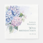 Serviette En Papier Pink Blue Hydrangeas fête du 30e anniversaire (Devant)