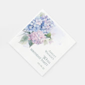 Serviette En Papier Pink Blue Hydrangeas fête du 30e anniversaire (Coin)