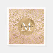 Serviette En Papier Pink Blush Gold Empreinte de léopard Glitz Sparkle (Devant)