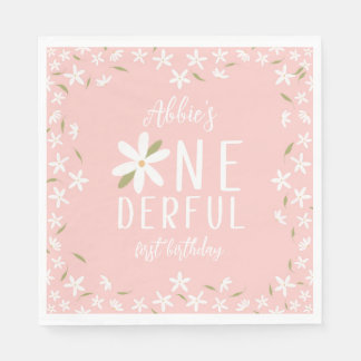 Serviette En Papier Pink Boho Daisy Onederday Napkins