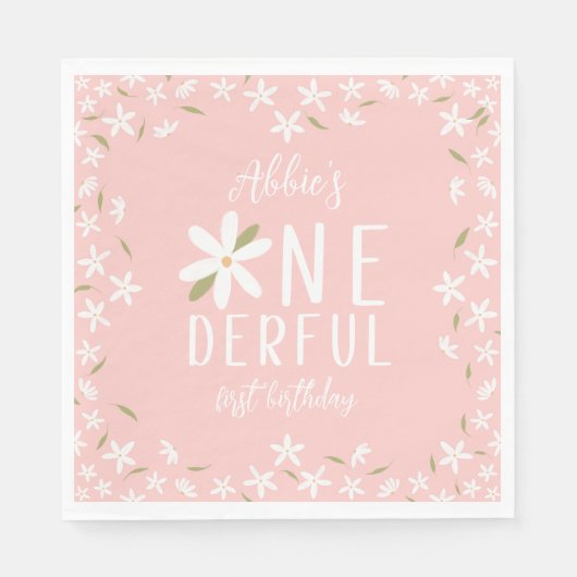 Serviette En Papier Pink Boho Daisy Onederday Napkins (Devant)