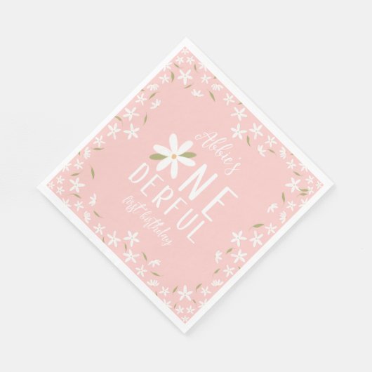 Serviette En Papier Pink Boho Daisy Onederday Napkins (Coin)