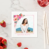 Serviette En Papier Pink Botanical Floral Graduation Party Photo (En situation)