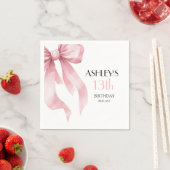 Serviette En Papier Pink Bow 13th Birthday for Girls (En situation)