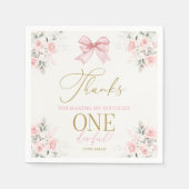 Serviette En Papier Pink Bow 1er anniversaire fille serviettes (Devant)