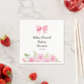 Serviette En Papier Pink Bow and Floral Baby Shower (En situation)
