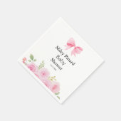 Serviette En Papier Pink Bow and Floral Baby Shower (Coin)