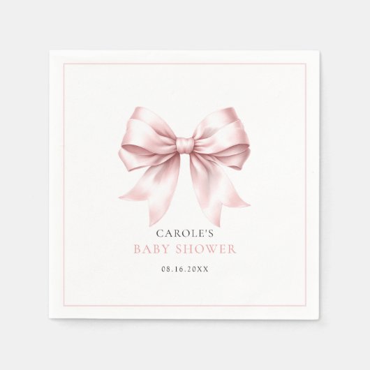 Serviette En Papier Pink Bow Baby Girl Baby shower élégant serviettes (Devant)