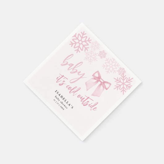 Serviette En Papier Pink Bow Baby Its Cold Outside Baby Shower (Coin)