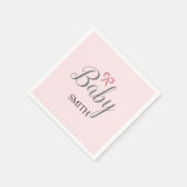 Serviette En Papier Pink Bow Baby Script Nom personnalisé (Coin)