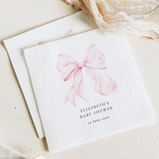 Serviette En Papier Pink Bow Baby Shower 