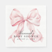 Serviette En Papier Pink Bow Baby Shower Coquette Bow (Devant)