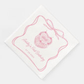 Serviette En Papier Pink Bow Cake Anniversaire Napkin (Coin)