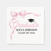 Serviette En Papier Pink Bow Class Of 2026 Graduation (Devant)