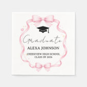 Serviette En Papier Pink Bow Class Of 2026 Graduation Cap Graduate (Devant)