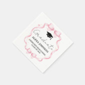 Serviette En Papier Pink Bow Class Of 2026 Graduation Cap Graduate (Coin)