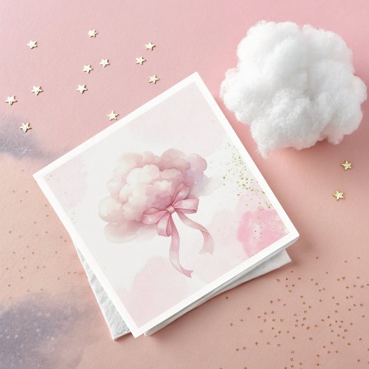 Serviette En Papier Pink Bow cloud for Baby Girl Shower