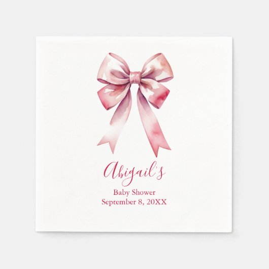 Serviette En Papier Pink Bow Coquette Girl Baby Douche (Devant)