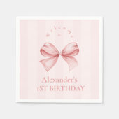 Serviette En Papier Pink Bow Fancy ONE Girl 1er anniversaire (Devant)