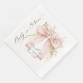 Serviette En Papier Pink Bow Floral Baby Shower Paper Napkin (Coin)