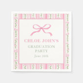 Serviette En Papier Pink Bow Floral Graduation (Devant)