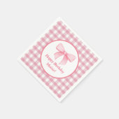 Serviette En Papier Pink Bow Gingham Napkin  (Coin)