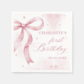 Serviette En Papier Pink Bow Girl 1er anniversaire (Devant)