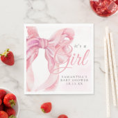 Serviette En Papier Pink Bow Girl Baby Shower (En situation)