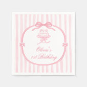 Serviette En Papier Pink Bow Girl First Birthday (Devant)