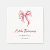 Serviette En Papier Pink Bow Girl Quinceanera Birthday (Devant)