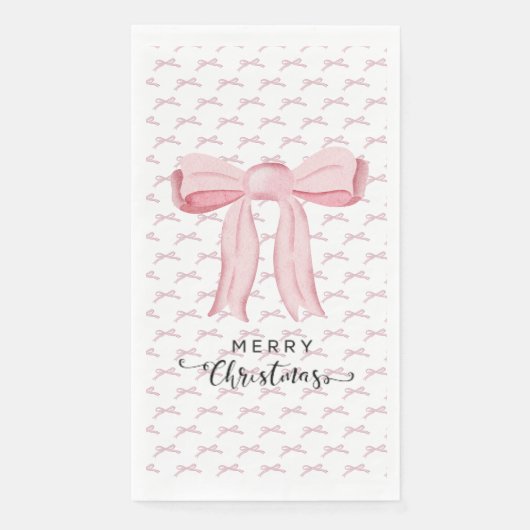 Serviette En Papier Pink Bow Joyeux Noël Serviette d'hôte (Devant)