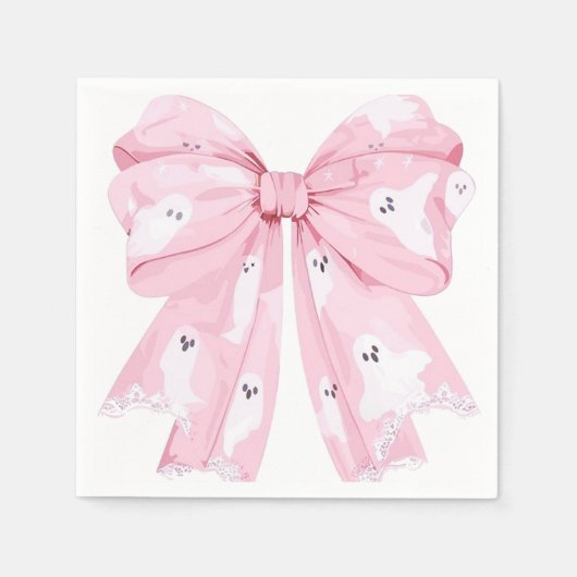 Serviette En Papier Pink Bow Little Bow Ghost Halloween Napkin (Devant)