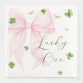 Serviette En Papier Pink Bow Lucky One 1st Birthday Napkins (Devant)