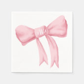 Serviette En Papier Pink Bow Monogram Preppy Napkin - police Claudia (Devant)